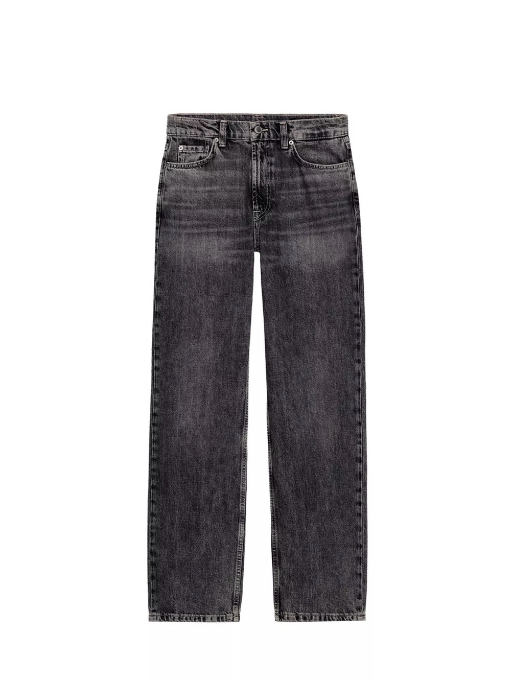 Zara Womens Washed Gray Relaxed Straight Leg Jeans